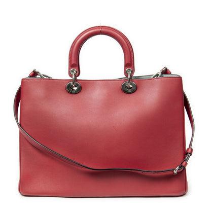 Dior Large Diorissimo Tote Red Smooth Scarf Skin Leather