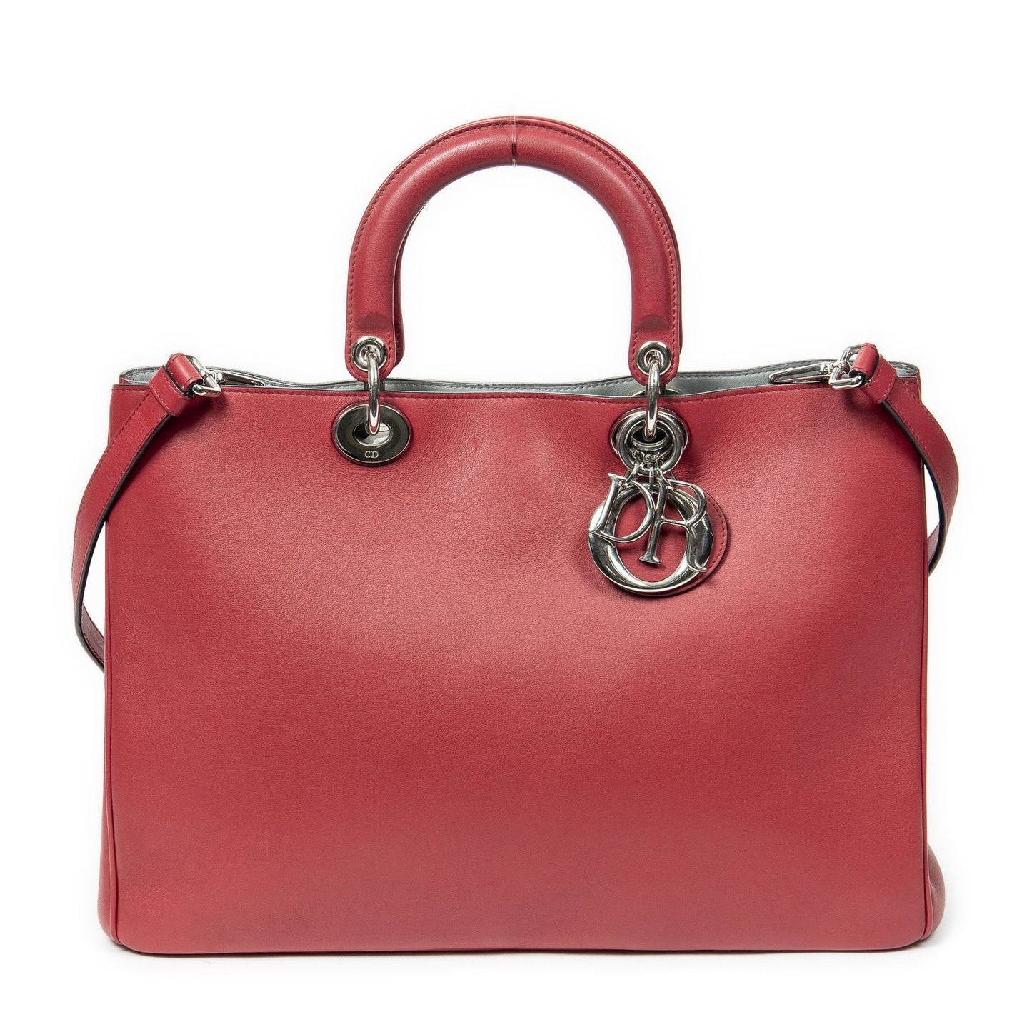Dior Large Diorissimo Tote Red Smooth Scarf Skin Leather