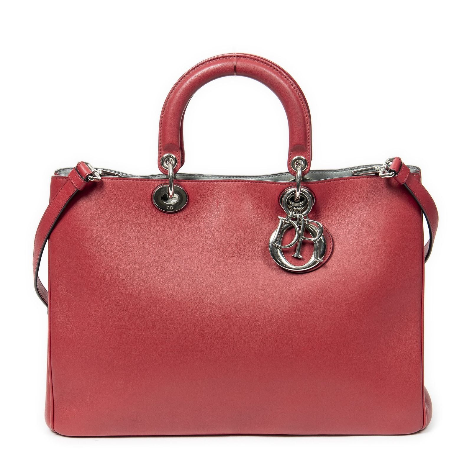 Dior Large Diorissimo Tote Red Smooth Scarf Skin Leather