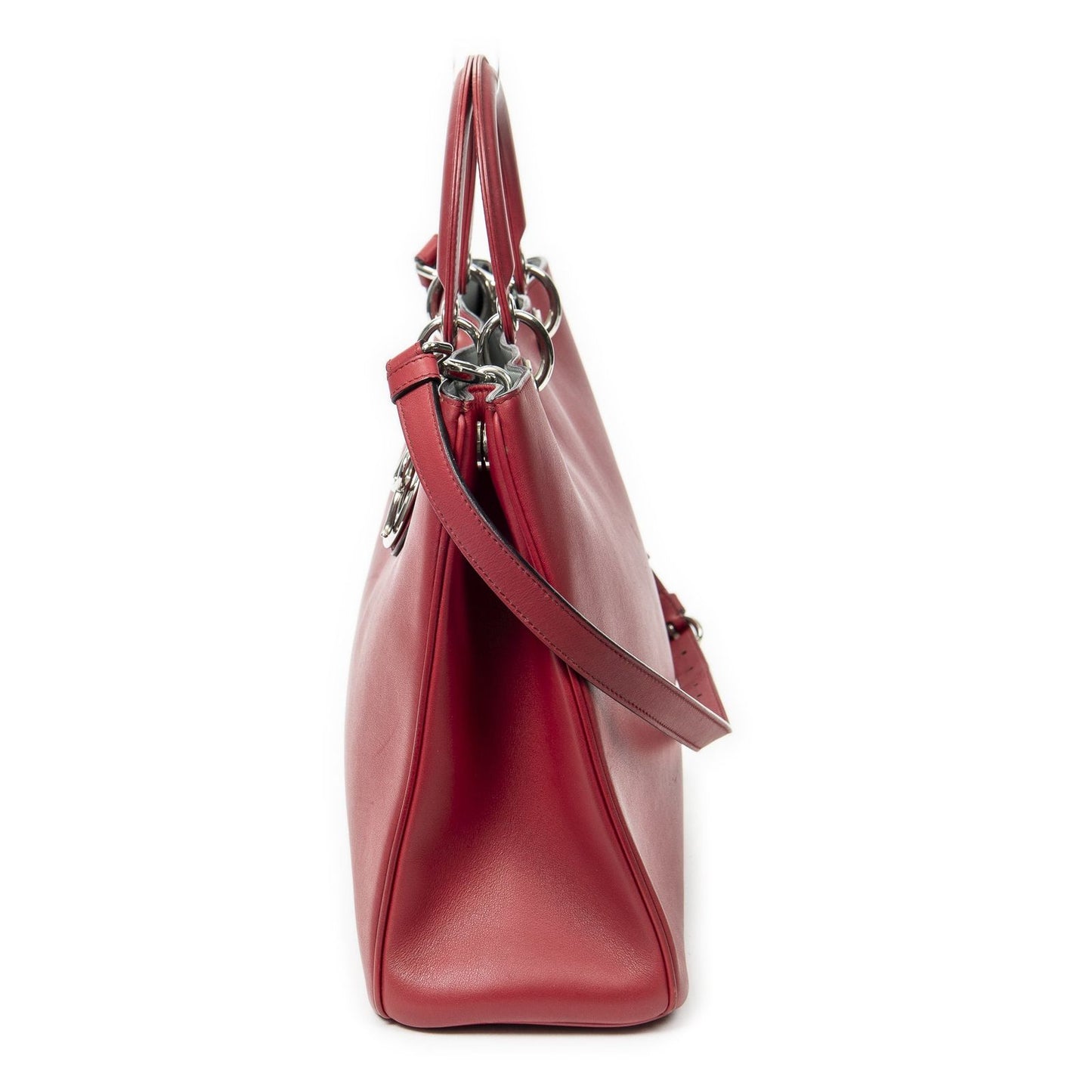 Dior Large Diorissimo Tote Red Smooth Scarf Skin Leather