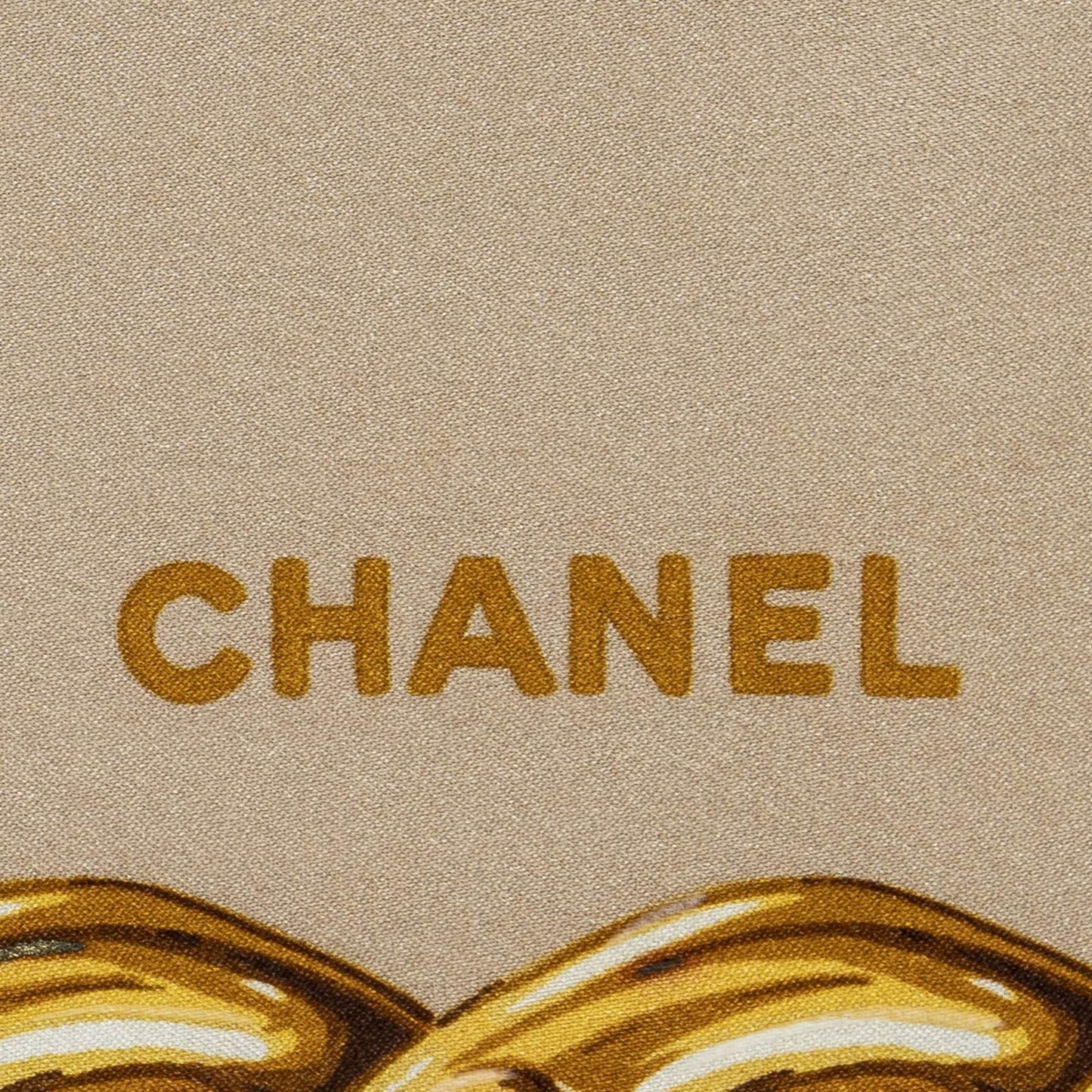 Chanel Scarf Brown Red 100% Gold Twill Silk