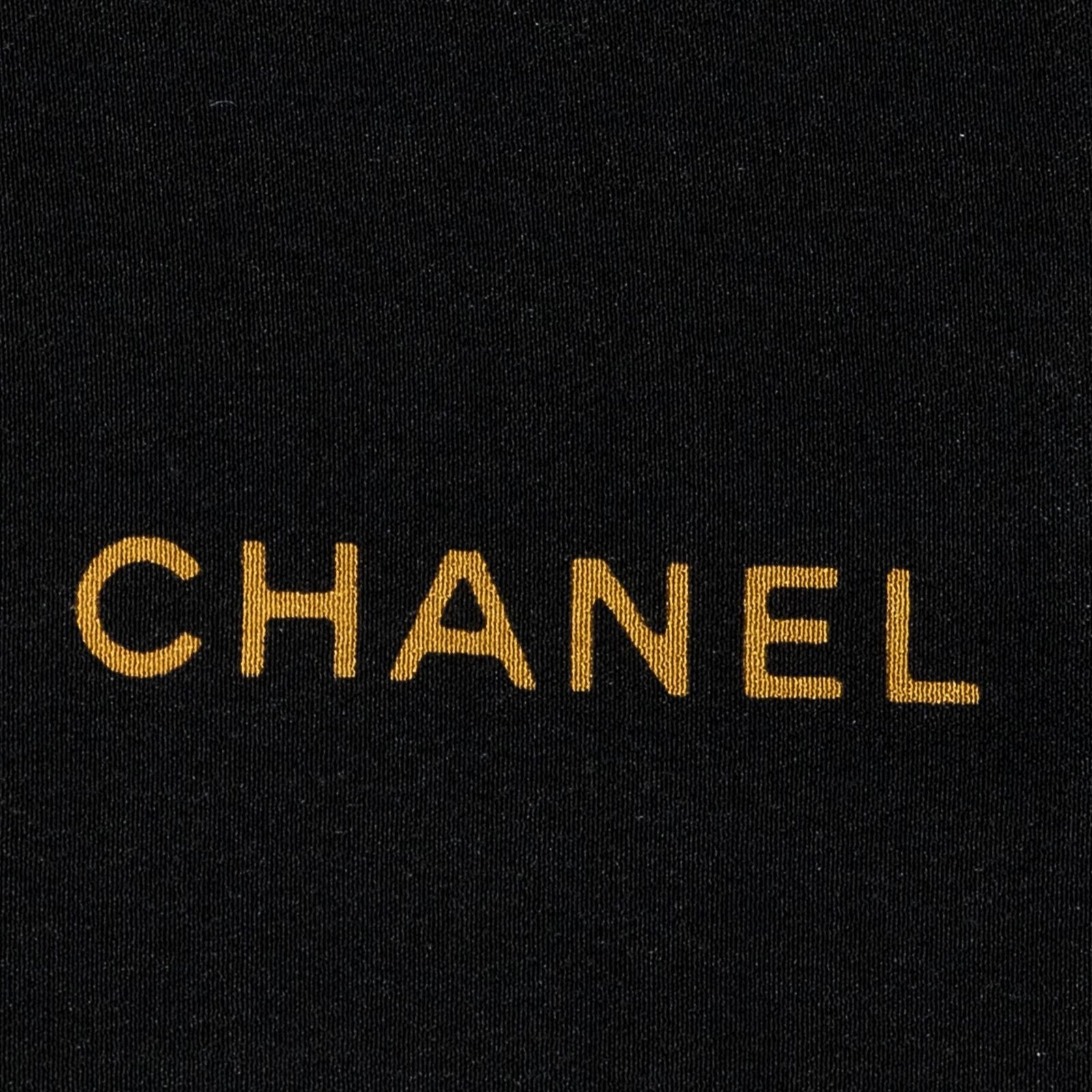 Chanel Scarf Black Beige Silk
