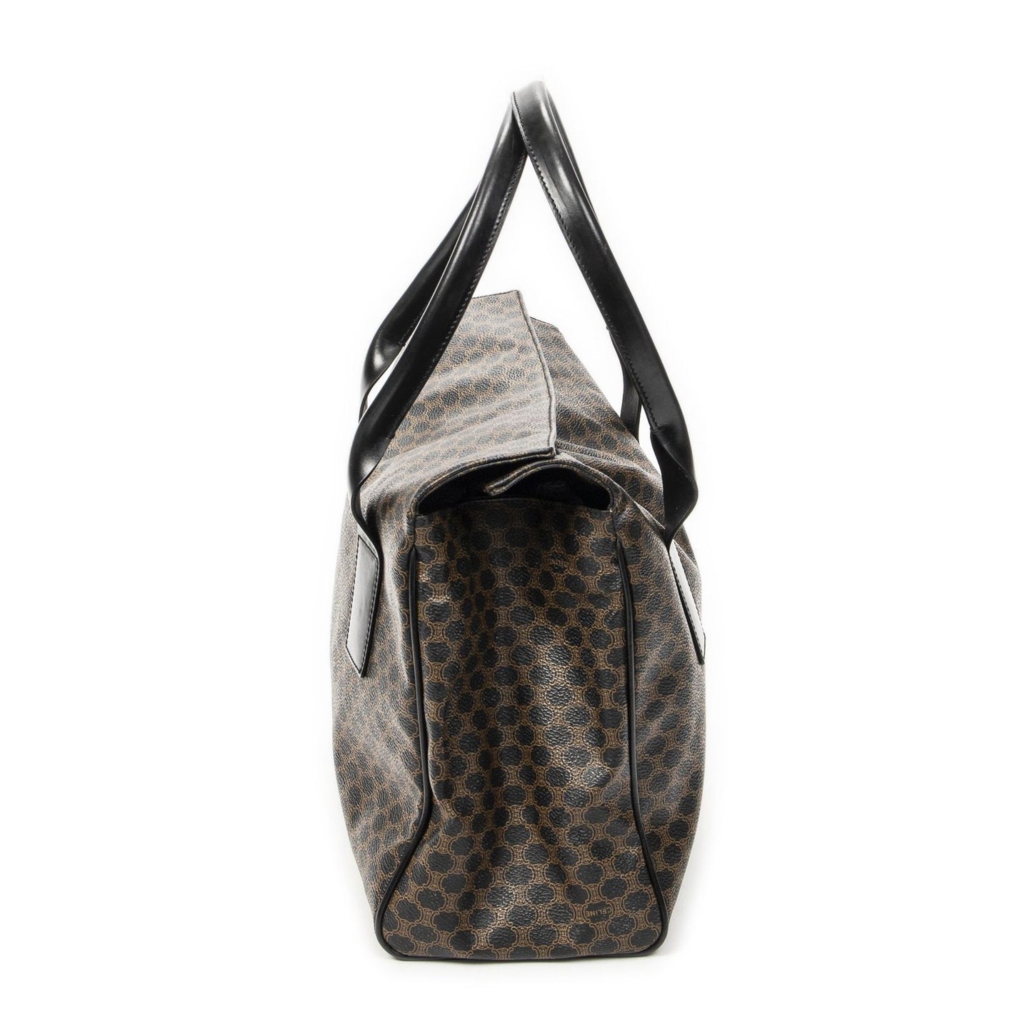 Celine Fold Over Tote Black Brown Macadam Canvas