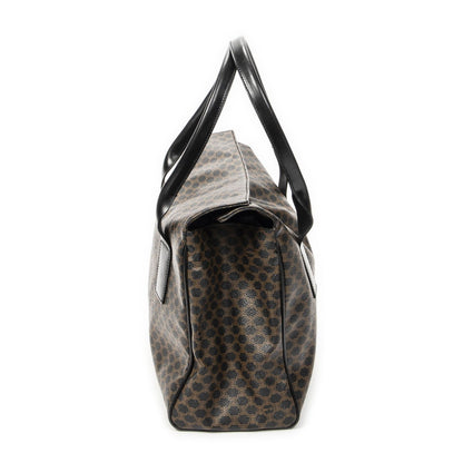 Celine Fold Over Tote Black Brown Macadam Canvas
