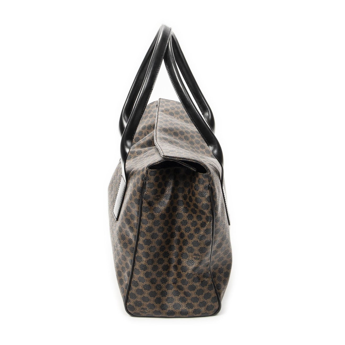 Celine Fold Over Tote Black Brown Macadam Canvas