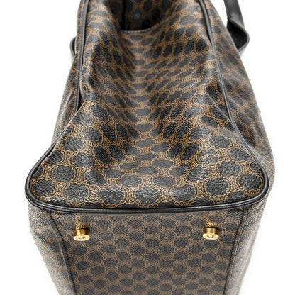 Celine Fold Over Tote Black Brown Macadam Canvas