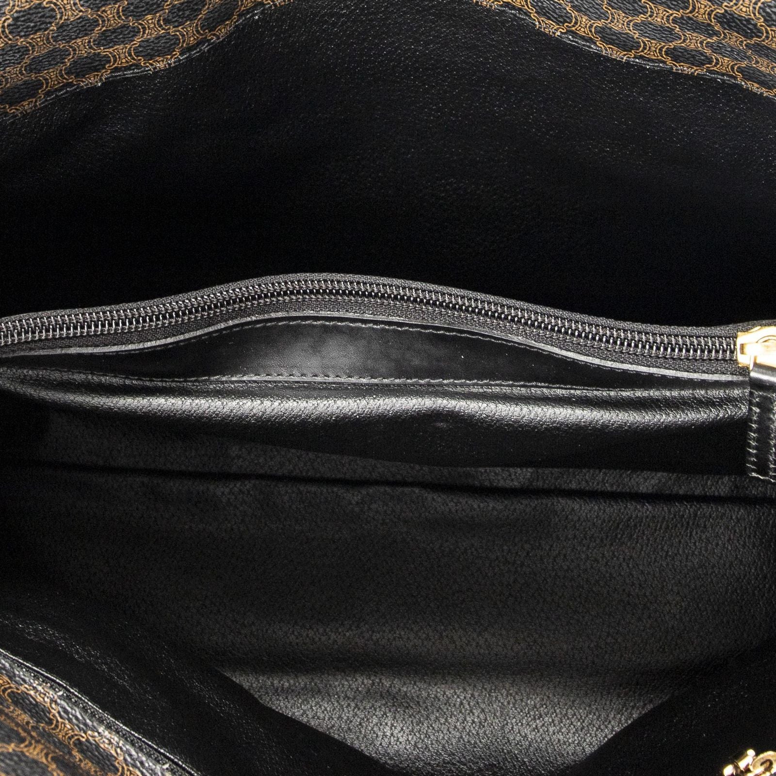 Celine Fold Over Tote Black Brown Macadam Canvas