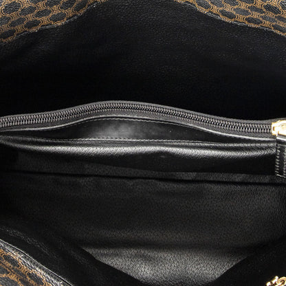 Celine Fold Over Tote Black Brown Macadam Canvas