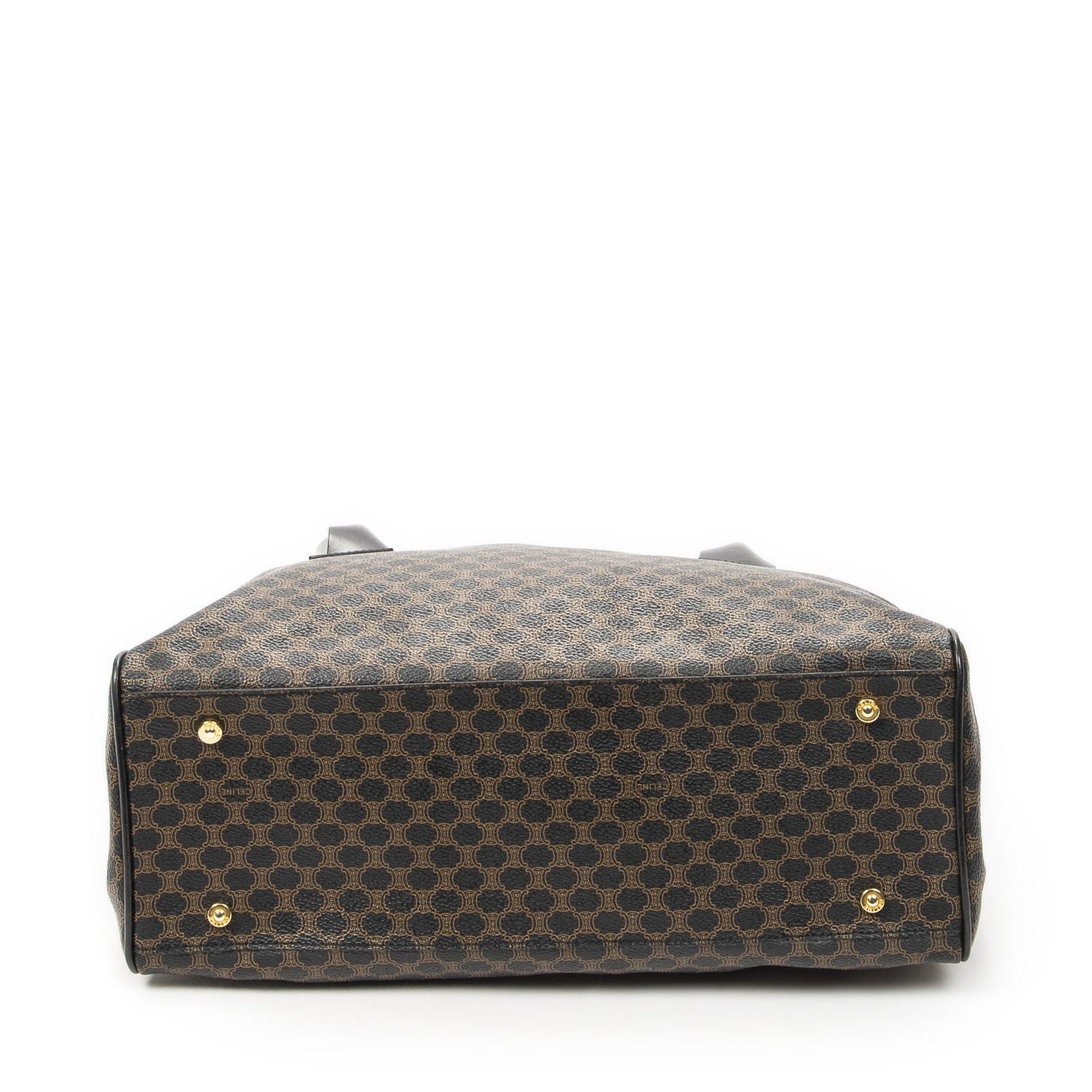 Celine Fold Over Tote Black Brown Macadam Canvas