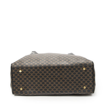 Celine Fold Over Tote Black Brown Macadam Canvas