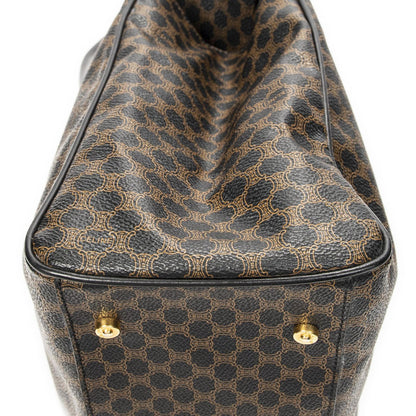 Celine Fold Over Tote Black Brown Macadam Canvas