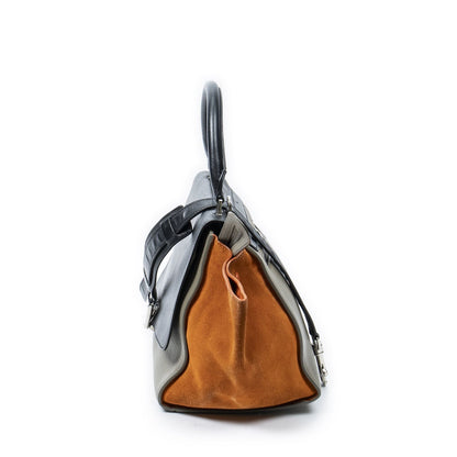 Celine Small Tricolor Trapeze Black Gray Orange Calfskin Leather