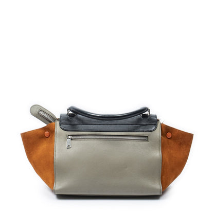 Celine Small Tricolor Trapeze Black Gray Orange Calfskin Leather