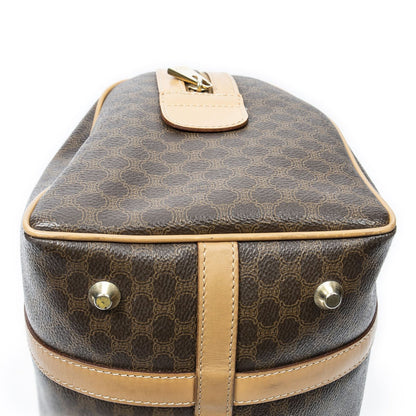 Celine Small Boston Beige Brown Macadam Canvas Shoulder Bag