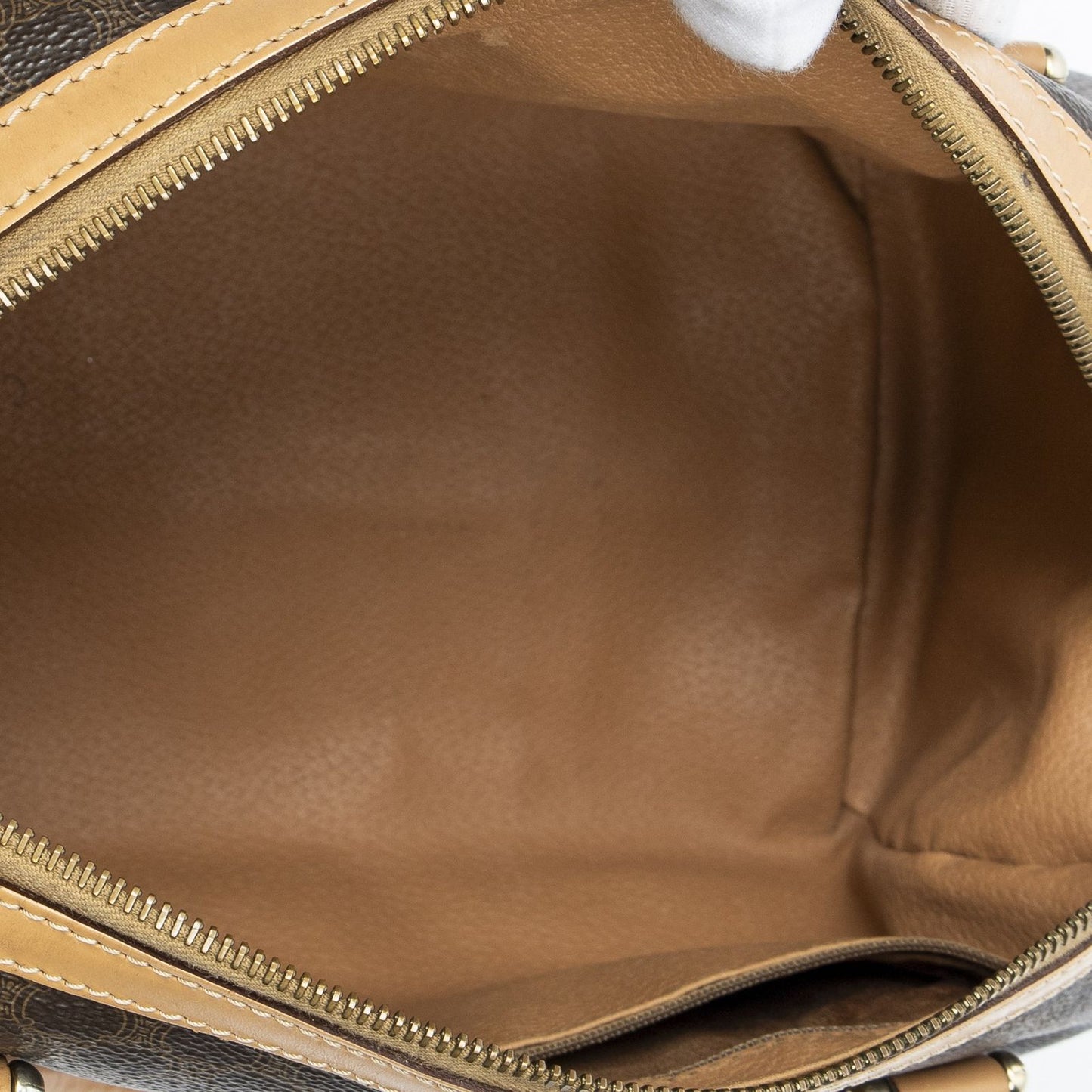 Celine Small Boston Beige Brown Macadam Canvas Shoulder Bag