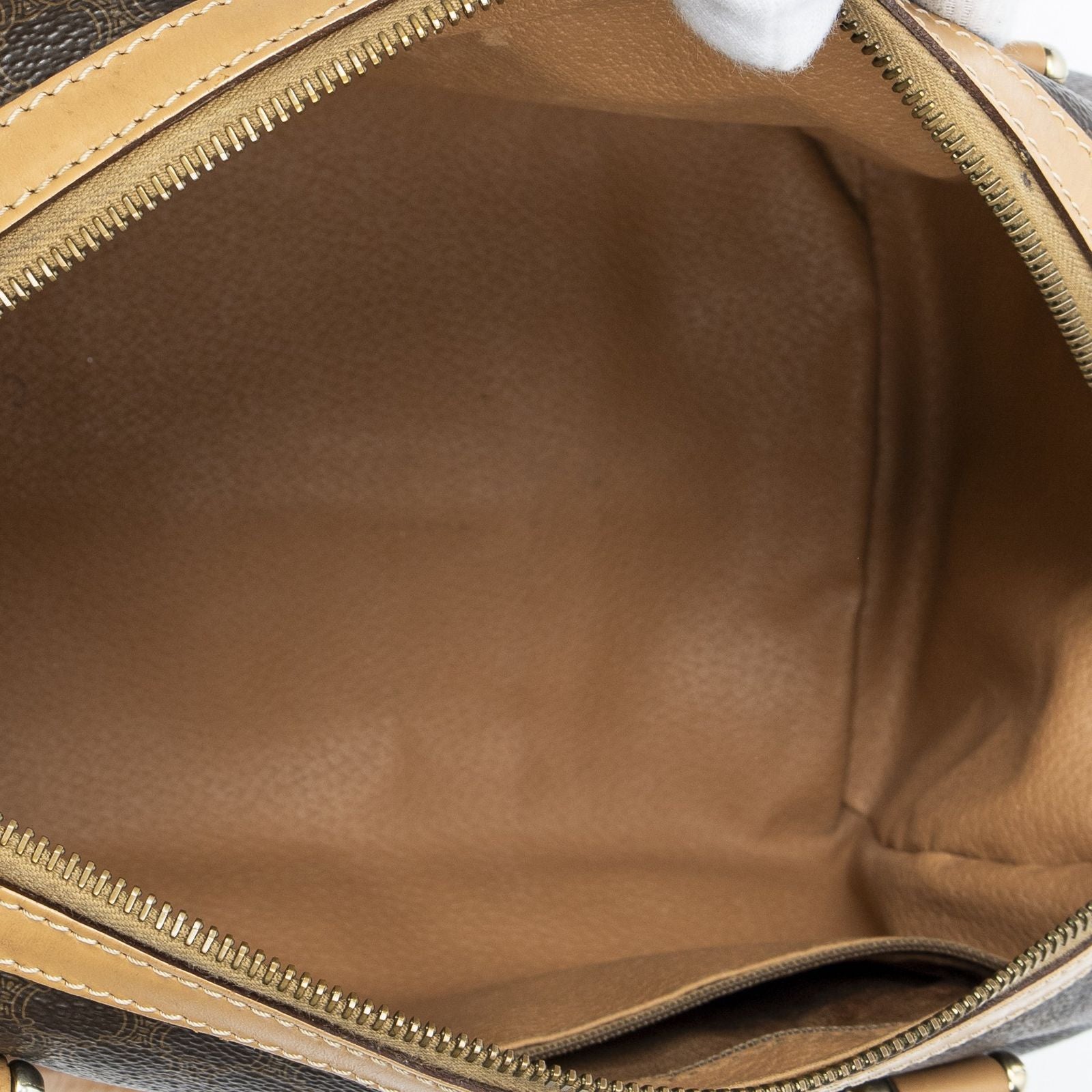 Celine Small Boston Beige Brown Macadam Canvas Shoulder Bag