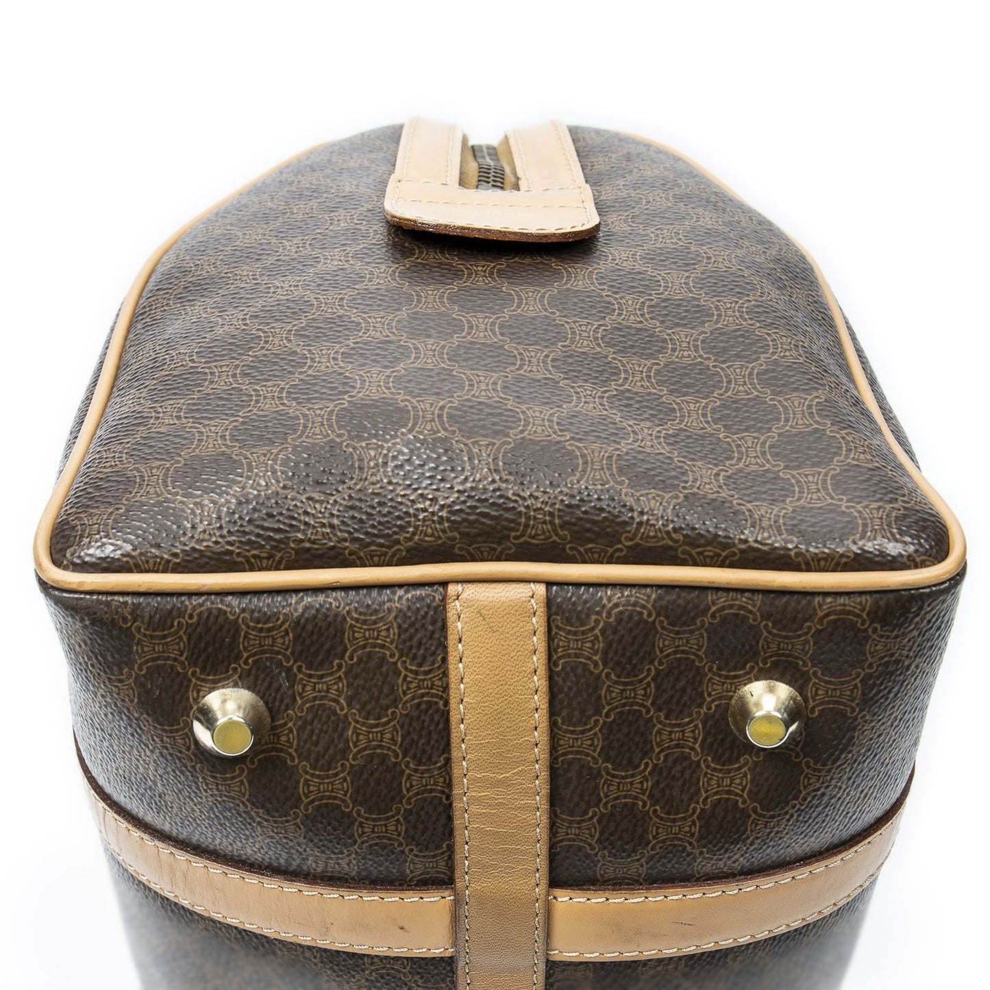 Celine Small Boston Beige Brown Macadam Canvas Shoulder Bag