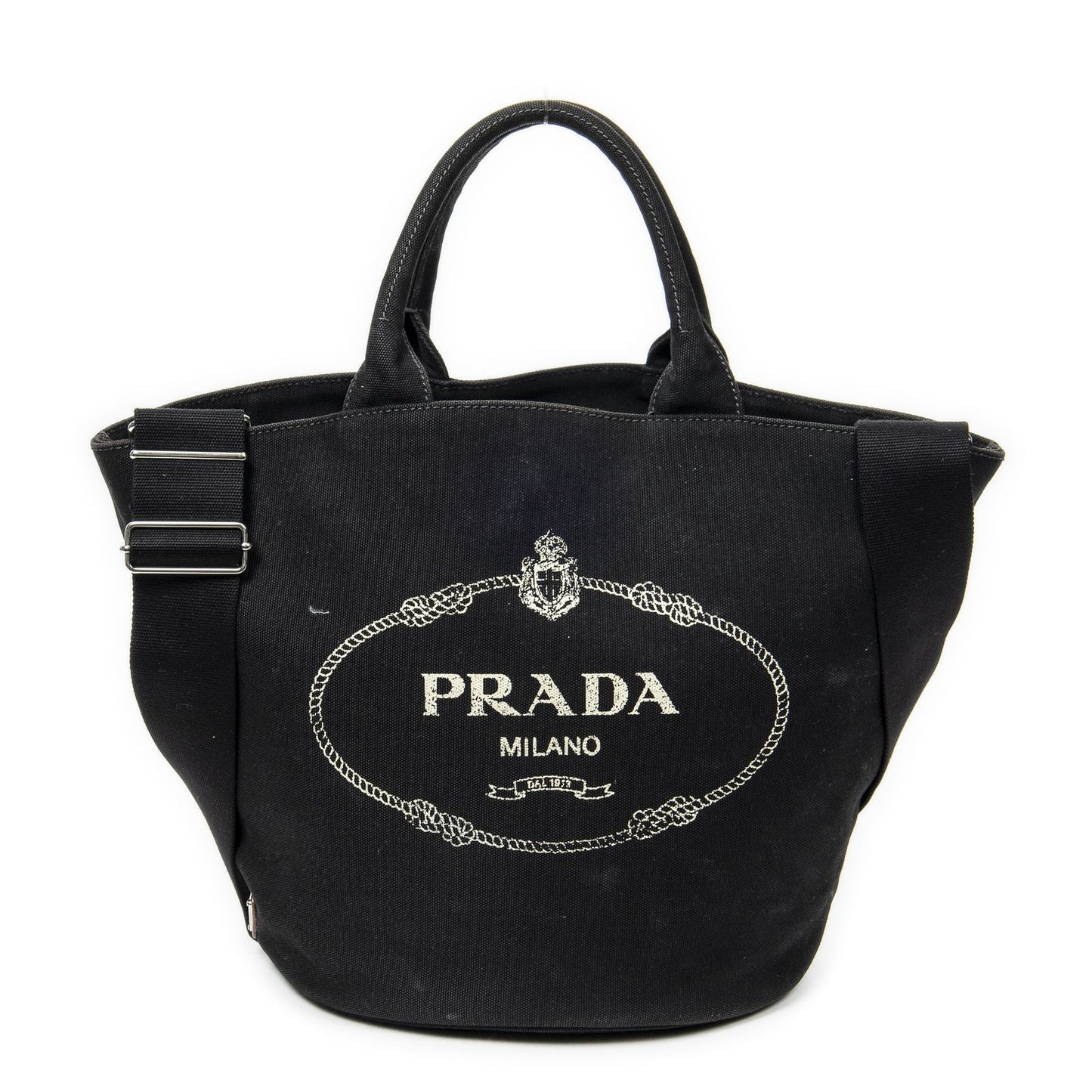 Prada GST Tote Black Canapa Canvas