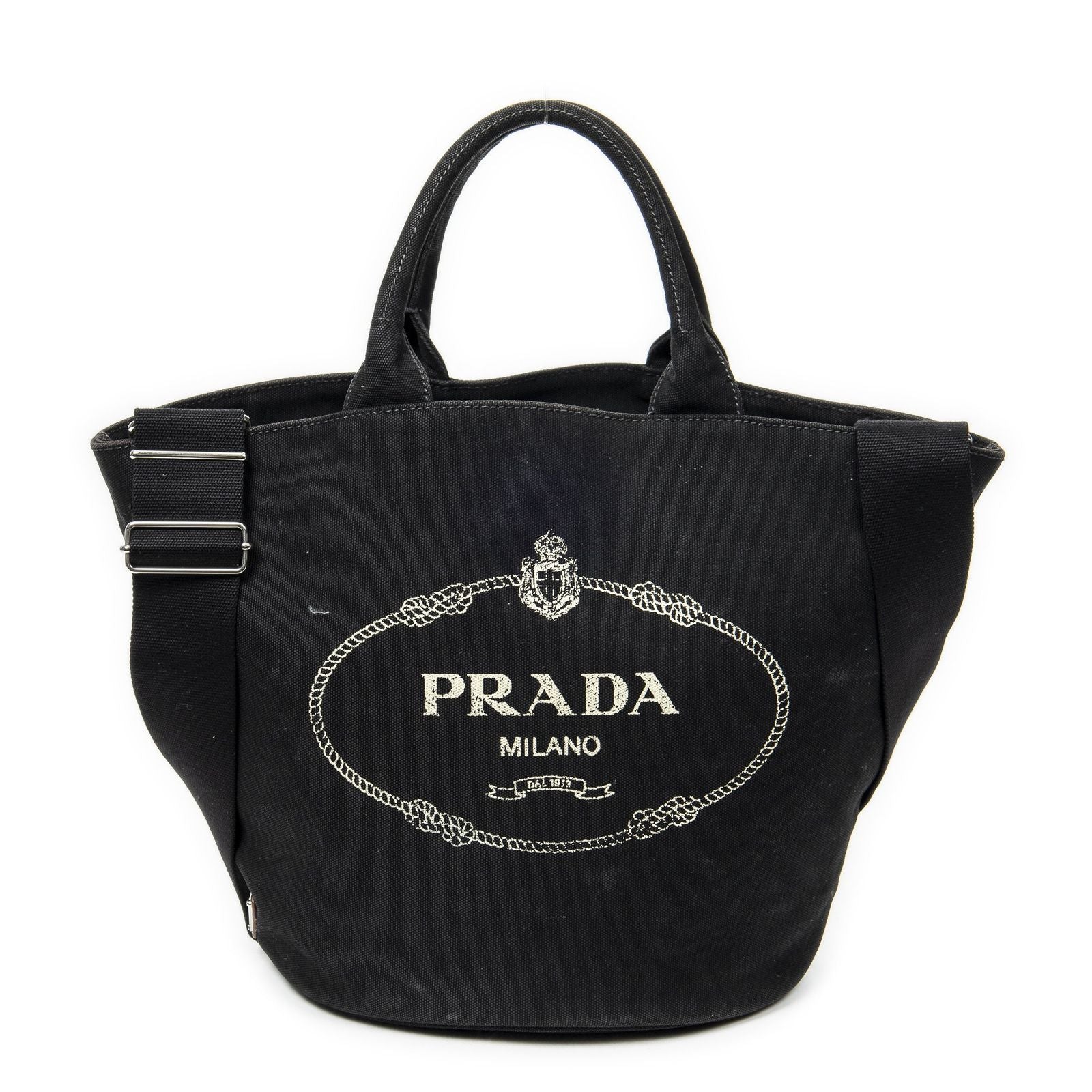 Prada GST Tote Black Canapa Canvas