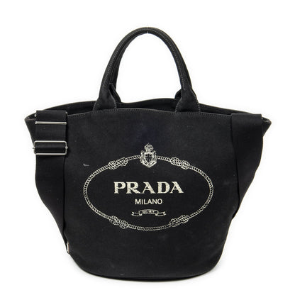 Prada GST Tote Black Canapa Canvas