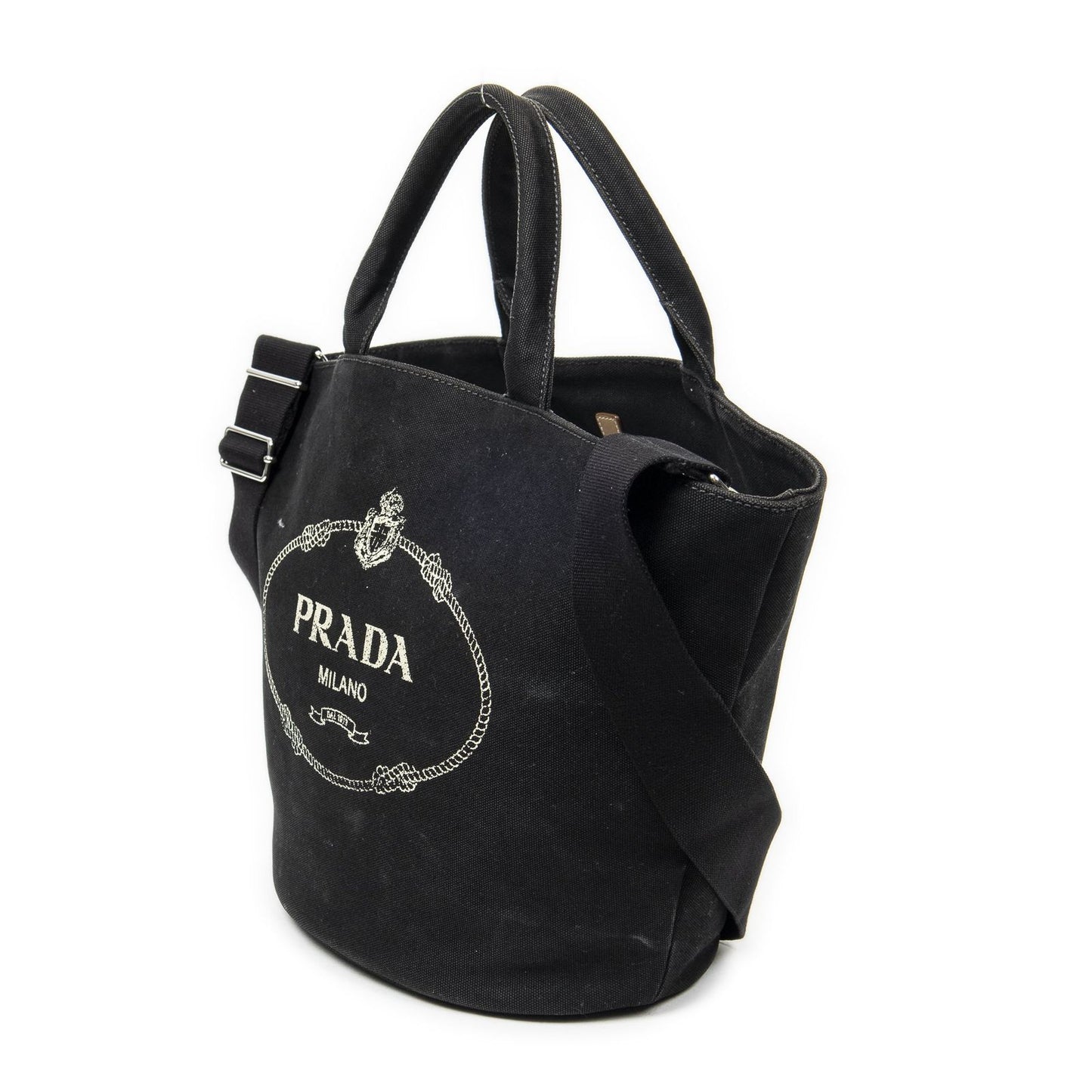 Prada GST Tote Black Canapa Canvas