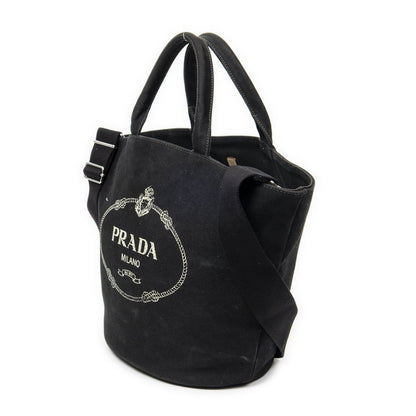 Prada GST Tote Black Canapa Canvas