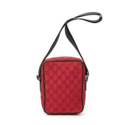 Gucci Square Pochette Crossbody Red Black GG Canvas