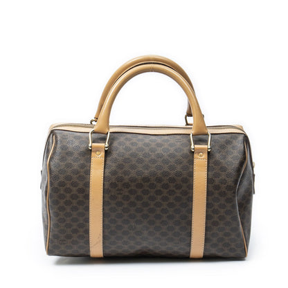 Celine Small Boston Brown Beige Macadam Canvas Shoulder Bag