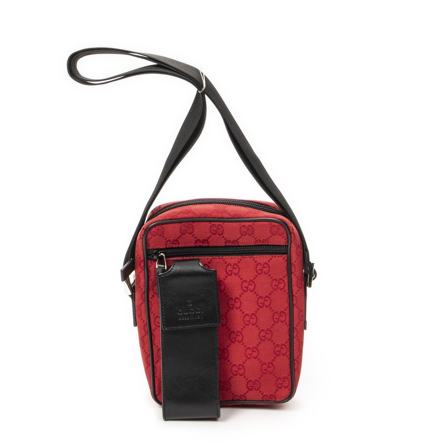 Gucci Square Pochette Crossbody Red Black GG Canvas