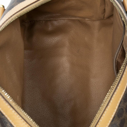 Celine Small Boston Brown Beige Macadam Canvas Shoulder Bag