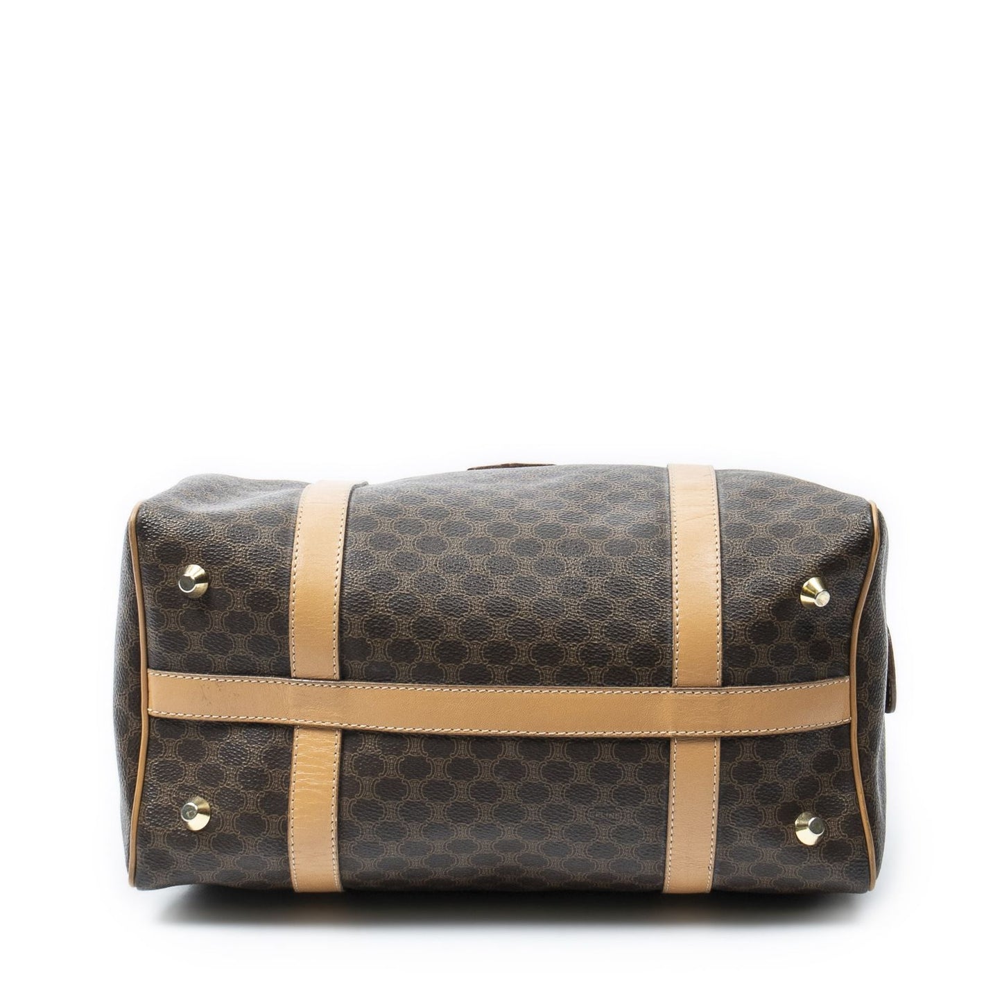 Celine Small Boston Brown Beige Macadam Canvas Shoulder Bag
