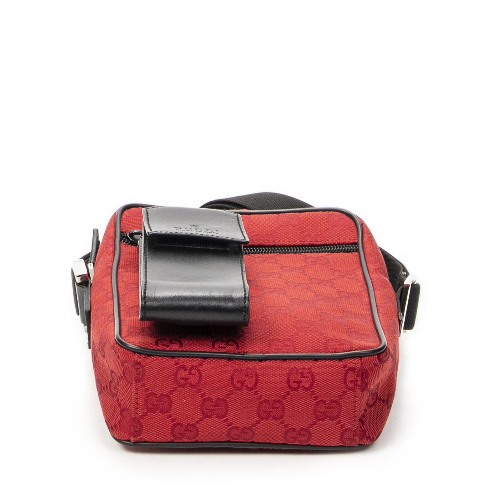 Gucci Square Pochette Crossbody Red Black GG Canvas