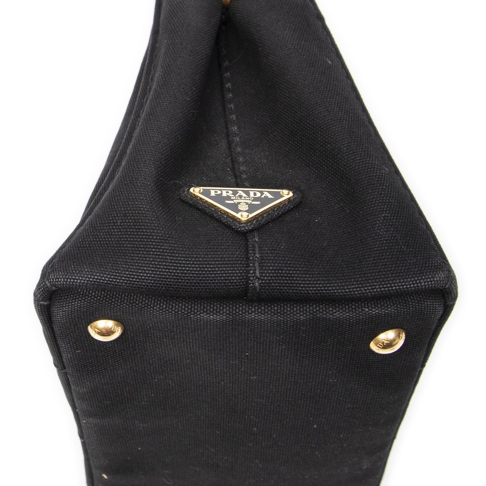 Prada Canapa Small Tote Black Canvas