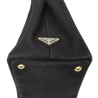 Prada Canapa Small Tote Black Canvas
