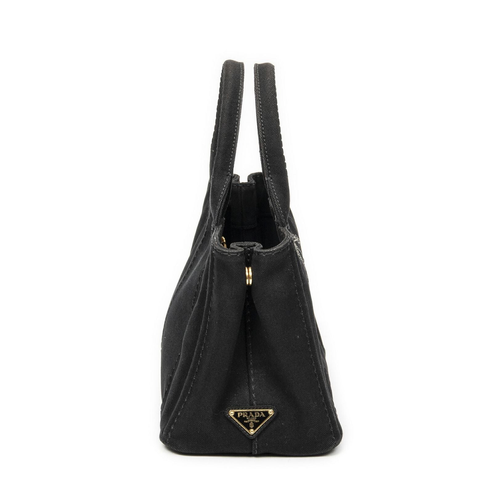 Prada Canapa Small Tote Black Canvas
