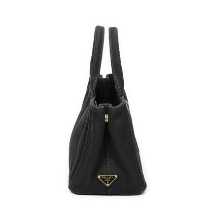 Prada Canapa Small Tote Black Canvas
