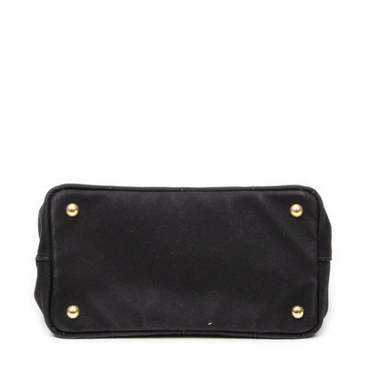 Prada Canapa Small Tote Black Canvas