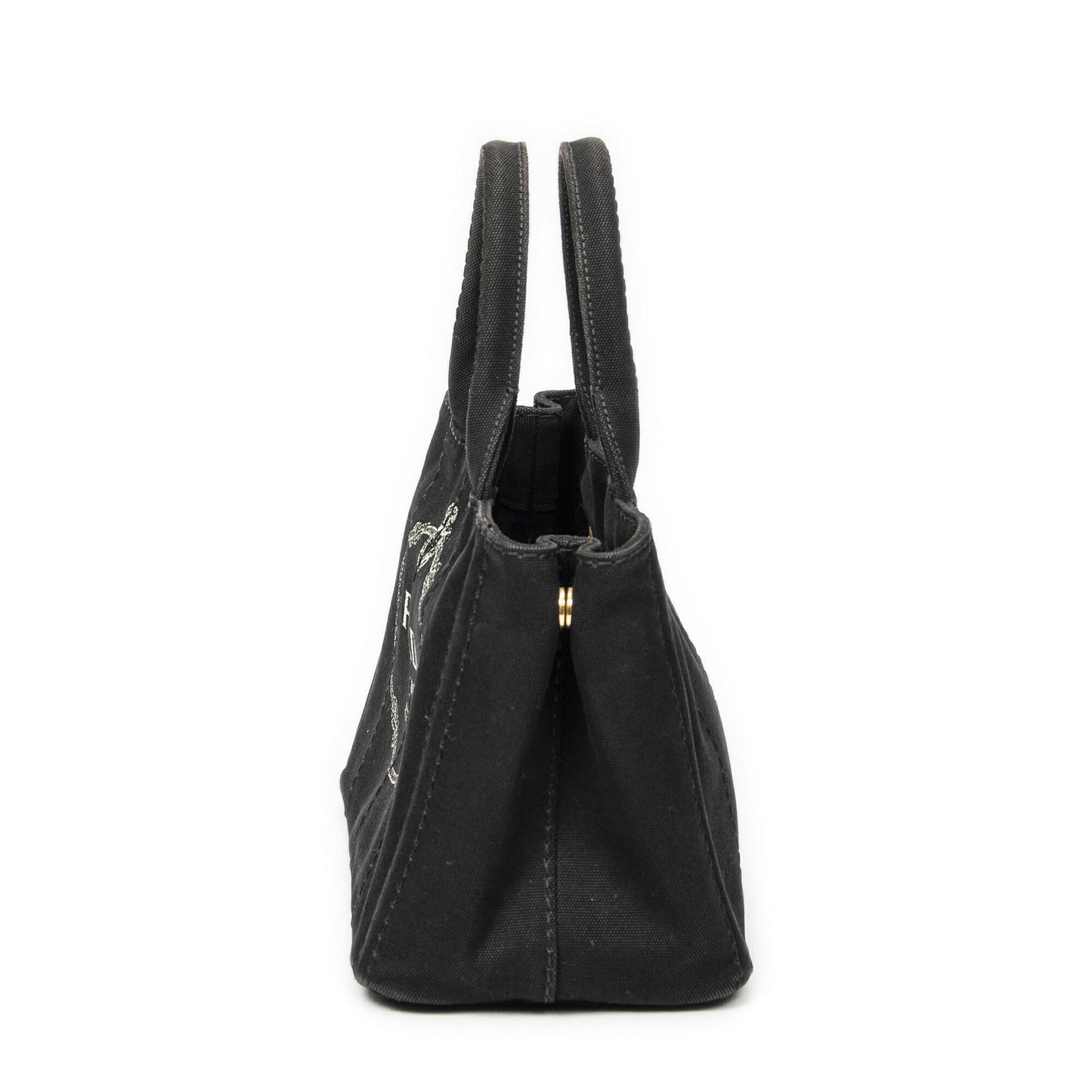 Prada Canapa Small Tote Black Canvas