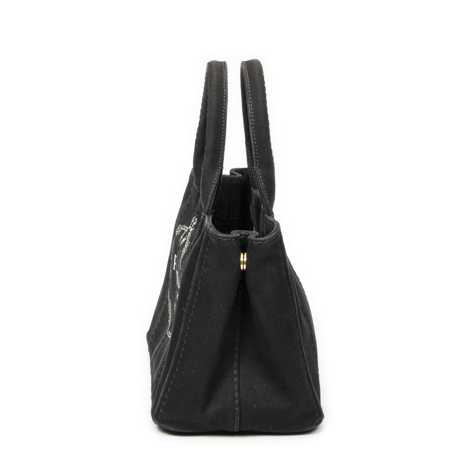 Prada Canapa Small Tote Black Canvas