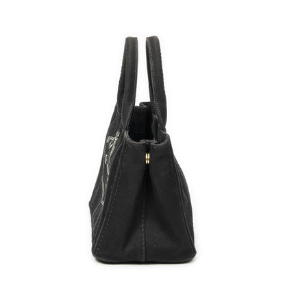Prada Canapa Small Tote Black Canvas