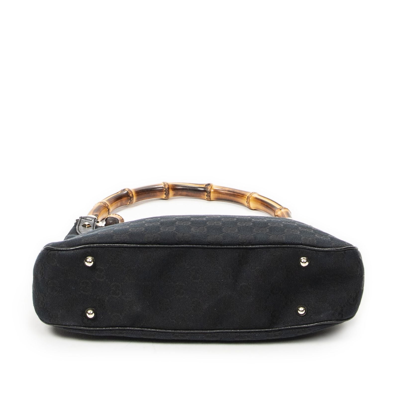 Gucci Bamboo Handbag Black GG Canvas