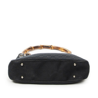Gucci Bamboo Handbag Black GG Canvas