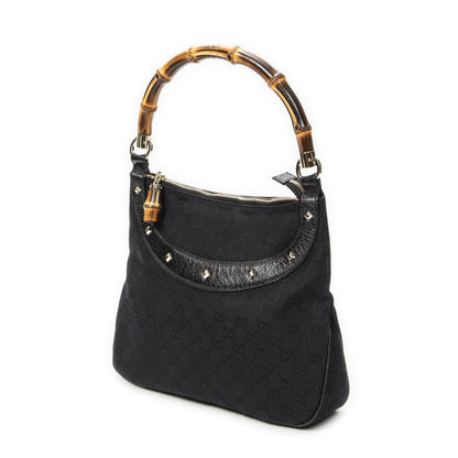Gucci Bamboo Handbag Black GG Canvas