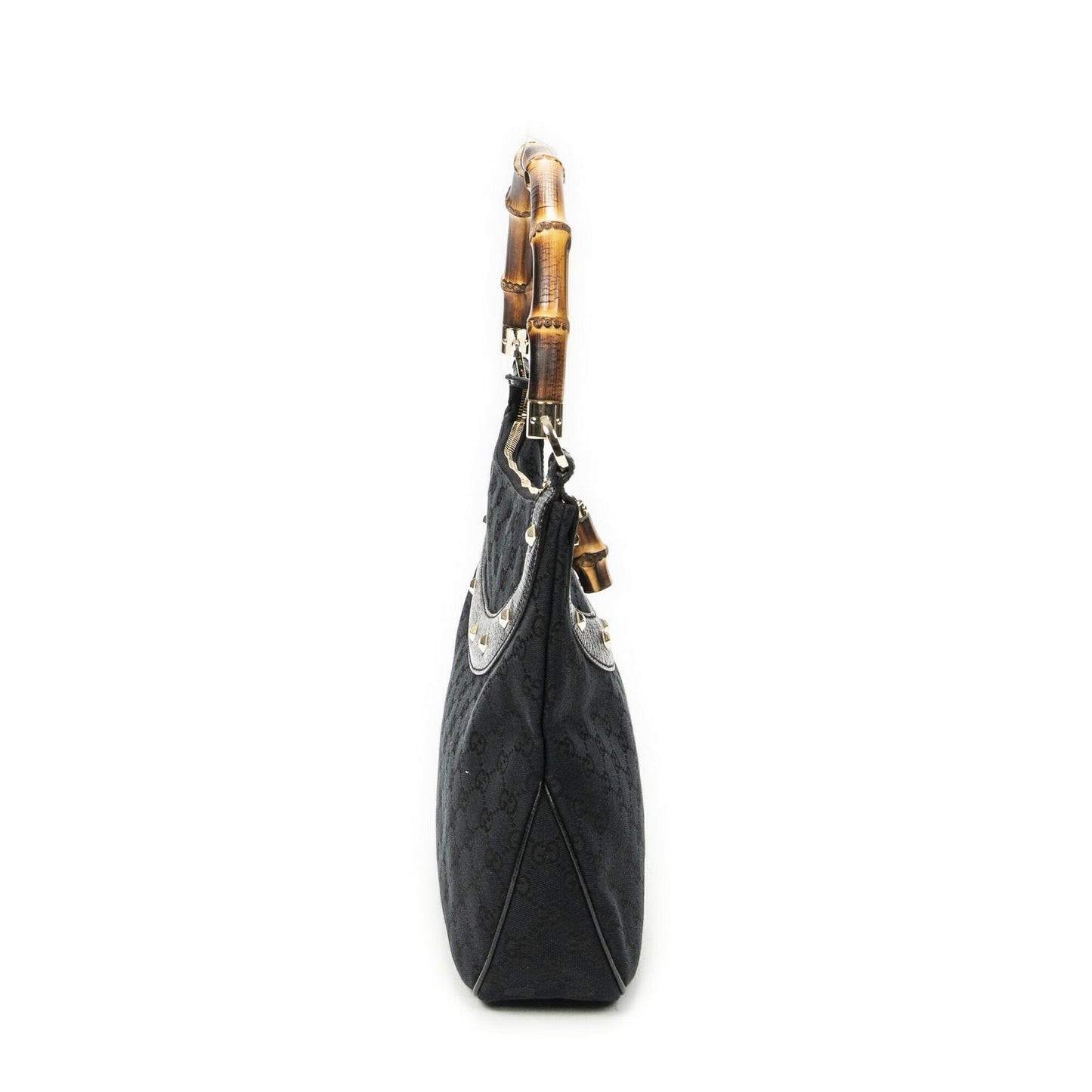 Gucci Bamboo Handbag Black GG Canvas
