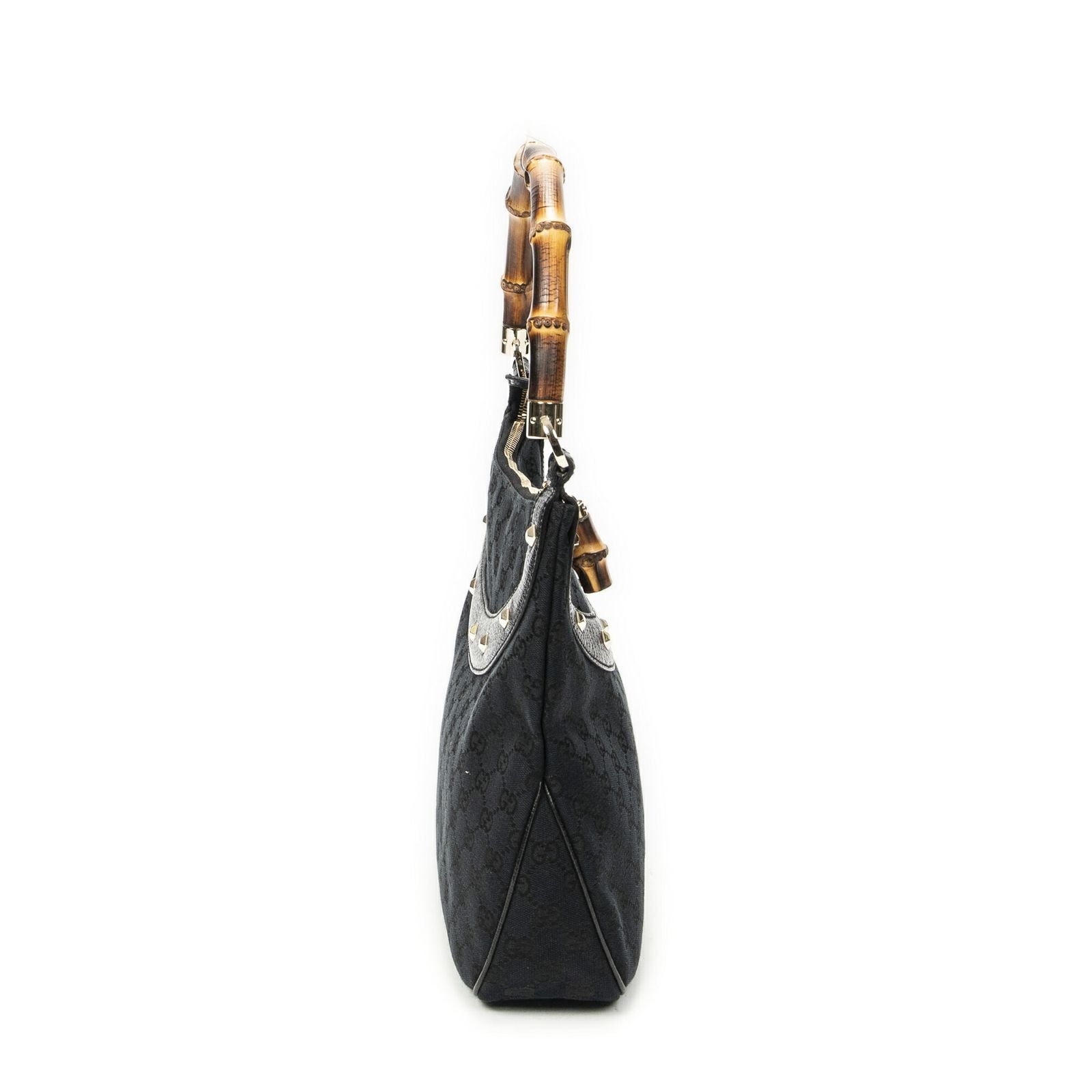 Gucci Bamboo Handbag Black GG Canvas
