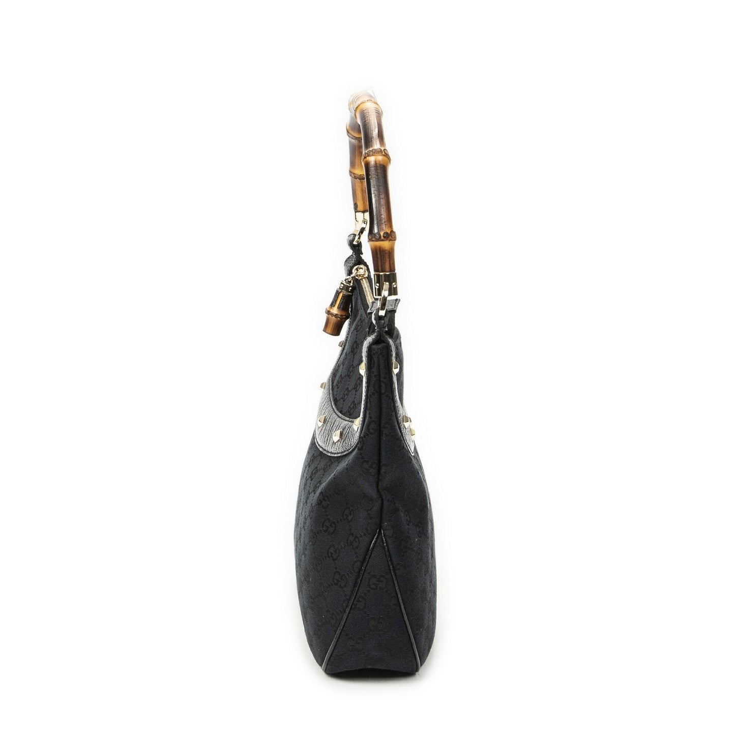 Gucci Bamboo Handbag Black GG Canvas