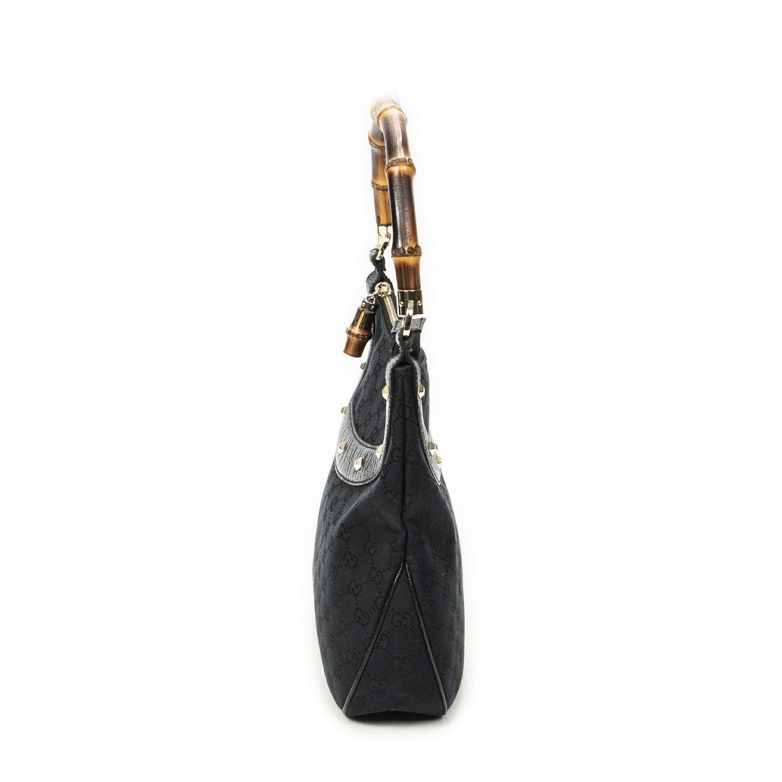 Gucci Bamboo Handbag Black GG Canvas