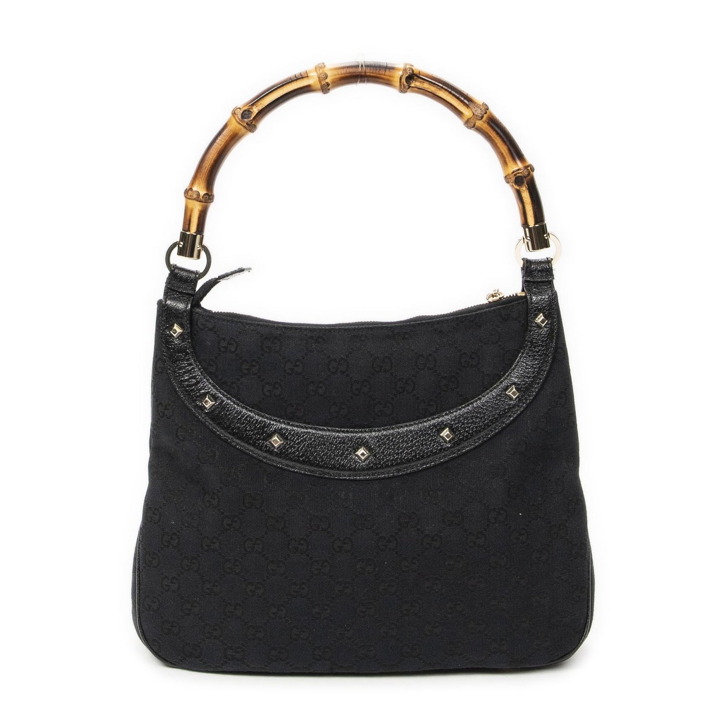 Gucci Bamboo Handbag Black GG Canvas