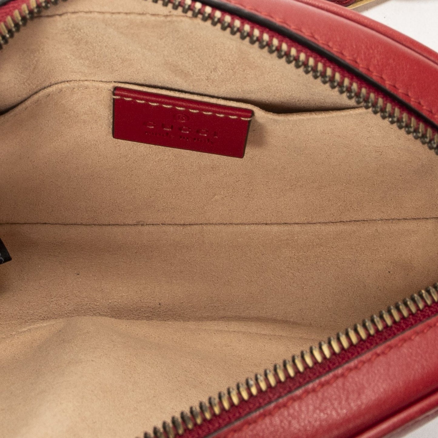 Gucci Marmont Belt Bag Red Matelasse Chez Blanc Leather