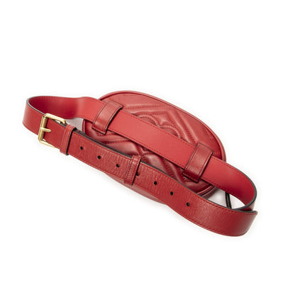 Gucci Marmont Belt Bag Red Matelasse Chez Blanc Leather